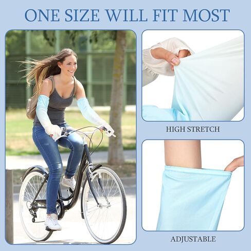 Suhine 2 Pair Driving Fingerless Sun Sleeves Adjustable Arm Sleeves UV Protection Cooling Arm Sleeves for Women Girls in Kuwait