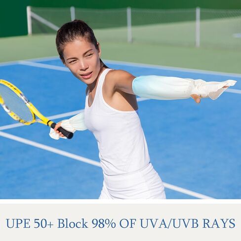 Suhine 2 Pair Driving Fingerless Sun Sleeves Adjustable Arm Sleeves UV Protection Cooling Arm Sleeves for Women Girls in Kuwait
