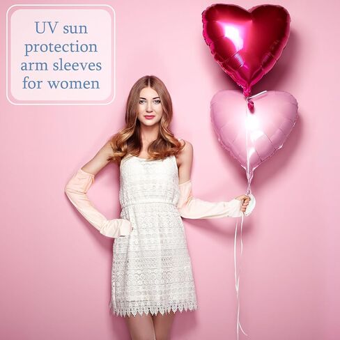 Suhine 2 Pair Driving Fingerless Sun Sleeves Adjustable Arm Sleeves UV Protection Cooling Arm Sleeves for Women Girls in Kuwait