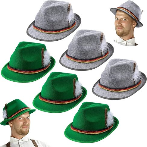 Funtery 6 Pieces Felt Bavarian Alpine Oktoberfest Hat Oktoberfest Alpine German Hats for Kids Adults Unisex Party in Kuwait