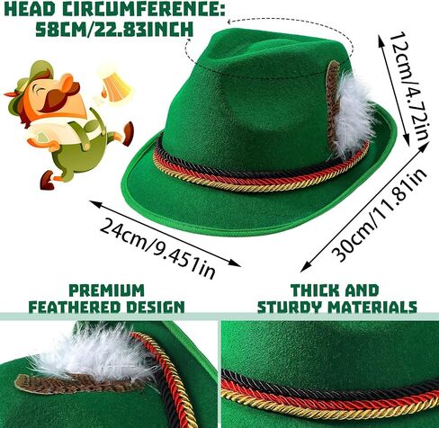 Funtery 6 Pieces Felt Bavarian Alpine Oktoberfest Hat Oktoberfest Alpine German Hats for Kids Adults Unisex Party in Kuwait