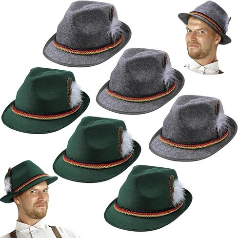 Funtery 6 Pieces Felt Bavarian Alpine Oktoberfest Hat Oktoberfest Alpine German Hats for Kids Adults Unisex Party in Saudi Arabia