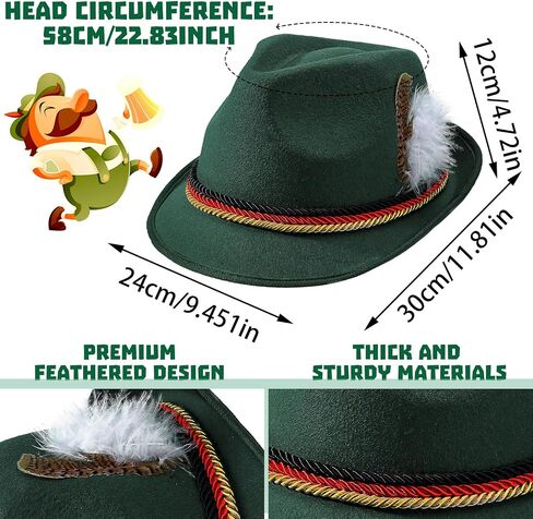 Funtery 6 Pieces Felt Bavarian Alpine Oktoberfest Hat Oktoberfest Alpine German Hats for Kids Adults Unisex Party in Saudi Arabia