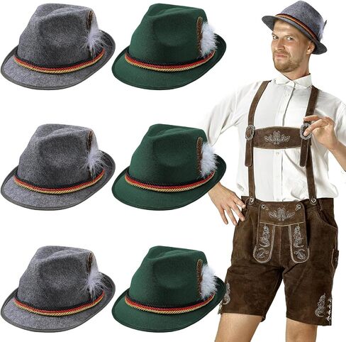 Funtery 6 Pieces Felt Bavarian Alpine Oktoberfest Hat Oktoberfest Alpine German Hats for Kids Adults Unisex Party in Saudi Arabia