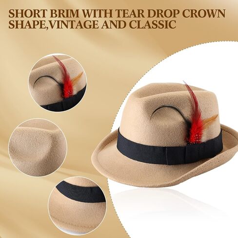 Xtinmee 6 Pcs Fedora Hats for Men Wide Brim Jazz Hat with Feather Panama Hats 1920s Hat Casual Bowler Hat for Women Costume, 6 Colors in Saudi Arabia