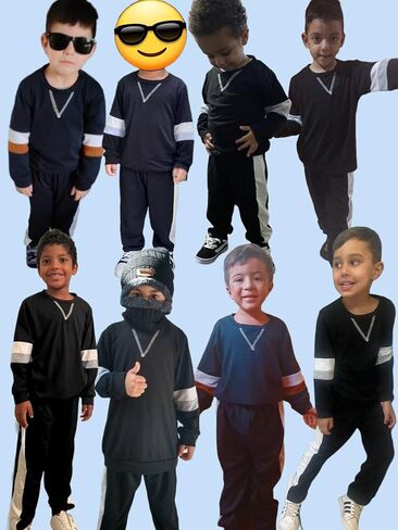 BOMDEALS Toddler Boys Clothes Colorblock Long Sleeve Casual Sweatshirt Contrast Sideseam Sweatpants Outfits 2Pcs Tracksuits in Kuwait