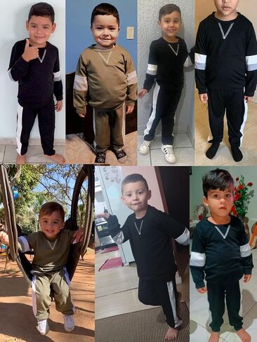 BOMDEALS Toddler Boys Clothes Colorblock Long Sleeve Casual Sweatshirt Contrast Sideseam Sweatpants Outfits 2Pcs Tracksuits in Kuwait