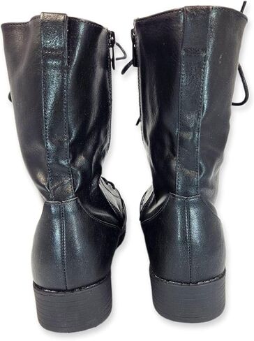 Forever Link Womens Round Toe Military Lace Up Knit Ankle Cuff Low Heel Combat Boots in Saudi Arabia