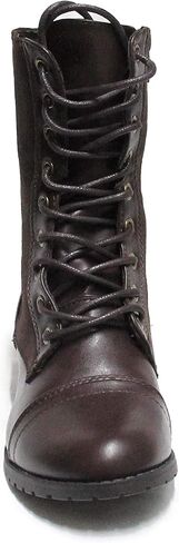 Forever Link Womens Round Toe Military Lace Up Knit Ankle Cuff Low Heel Combat Boots in Saudi Arabia