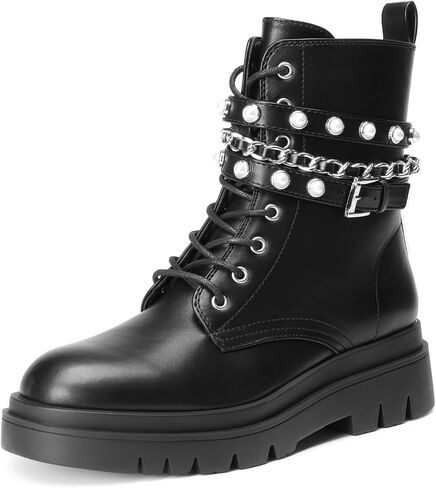 أحذية DREAM PAIRS النسائية ذات المنصة العصرية القتالية بأربطة ونعل طويل للكاحل من Goth in Saudi Arabia