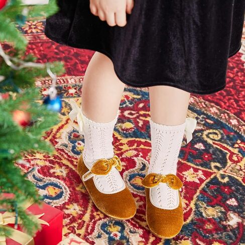 Kiderence Little Toddler Girls Dress Shoes Ballerina Ballet Flats Kids Mary Janes in Kuwait