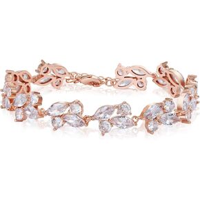 SWEETV Marquise Wedding Bracelet,Crystal Rhinestone Bridal Bracelets for Brides, Bridesmaids, Women, Rose Gold/Silver Tennis Bracelet for Wedding, Prom, Party, Jewelry Gifts in Kuwait
