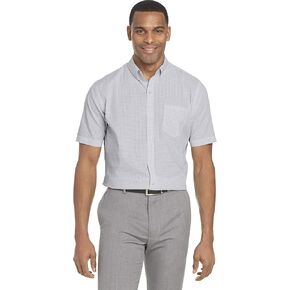 Van Heusen Men's Wrinkle Free Short Sleeve Button Down Check Shirt in Kuwait