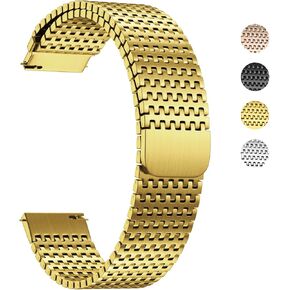 Fullmosa 18mm 20mm 22mm Stainless Steel Watch Band, Mesh Loop Magnetic Clasp Watch Strap Compatible with Garmin Vivoactive 4S/Vivomove 3S, Samsung Galaxy Watch 5 40mm 44mm