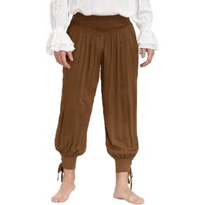 Mens Medieval Pirate Ankle Pants Viking Renaissance Costume Lace Up Tapered Banded Navigator Trousers in Kuwait