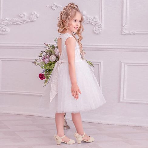 PANDANINJIA Wendy Girls Heels Dress Shoes Flower Girl Mary Jane Sandals Wedding Party Princess Shoes for Toddler Little Kid Big Kid in Kuwait