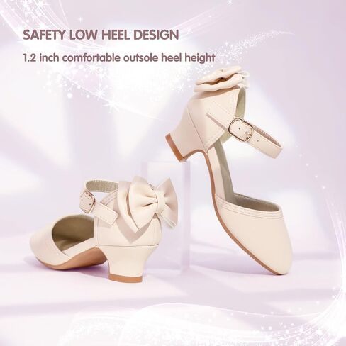 PANDANINJIA Wendy Girls Heels Dress Shoes Flower Girl Mary Jane Sandals Wedding Party Princess Shoes for Toddler Little Kid Big Kid in Kuwait