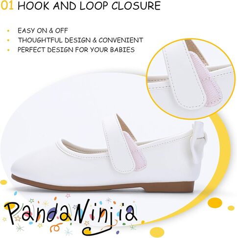 PANDANINJIA طفل/طفلة صغيرة فستان أنجيلا ماري جين الباليه الشقق القوس زهرة فتاة حفل زفاف راقصة الباليه حذاء مسطح in Kuwait