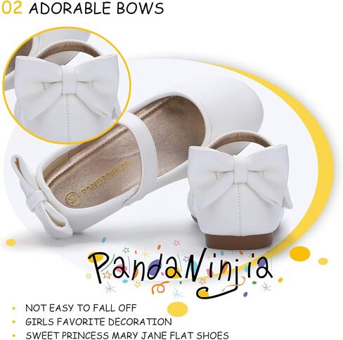 PANDANINJIA طفل/طفلة صغيرة فستان أنجيلا ماري جين الباليه الشقق القوس زهرة فتاة حفل زفاف راقصة الباليه حذاء مسطح in Kuwait
