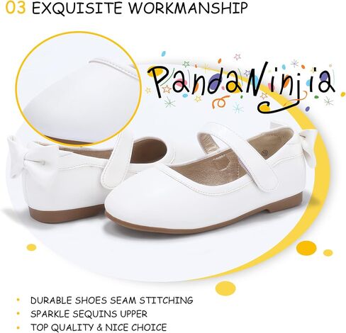 PANDANINJIA طفل/طفلة صغيرة فستان أنجيلا ماري جين الباليه الشقق القوس زهرة فتاة حفل زفاف راقصة الباليه حذاء مسطح in Kuwait