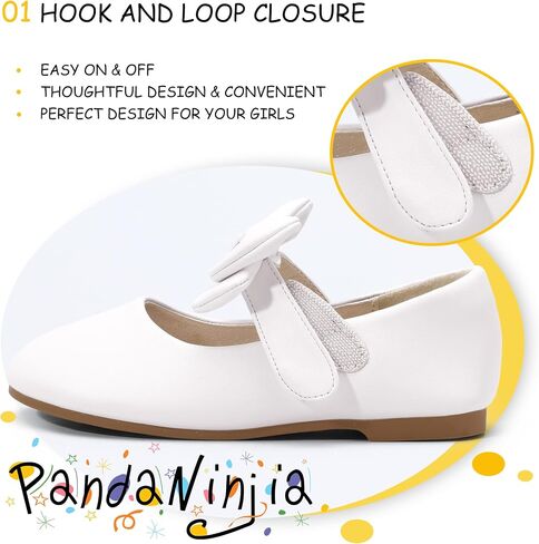 PANDANINJIA طفل/طفلة صغيرة فستان أنجيلا ماري جين الباليه الشقق القوس زهرة فتاة حفل زفاف راقصة الباليه حذاء مسطح in Kuwait