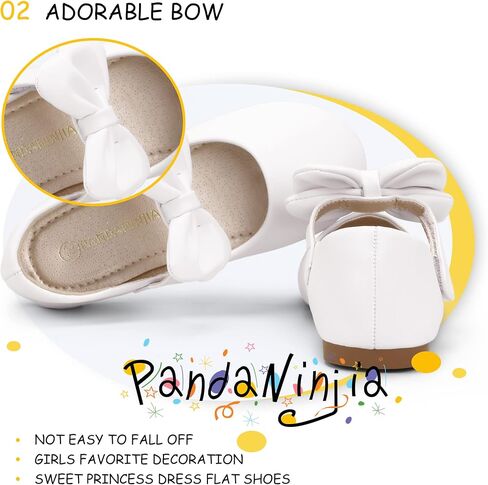 PANDANINJIA طفل/طفلة صغيرة فستان أنجيلا ماري جين الباليه الشقق القوس زهرة فتاة حفل زفاف راقصة الباليه حذاء مسطح in Kuwait