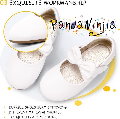 PANDANINJIA طفل/طفلة صغيرة فستان أنجيلا ماري جين الباليه الشقق القوس زهرة فتاة حفل زفاف راقصة الباليه حذاء مسطح in Kuwait