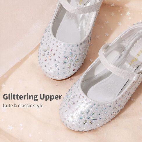 أحذية DREAM PAIRS للفتيات الصغيرات أحذية ماري جين بحزام بإبزيم من حجر الراين وحزام راقصة الباليه المسطح in Kuwait