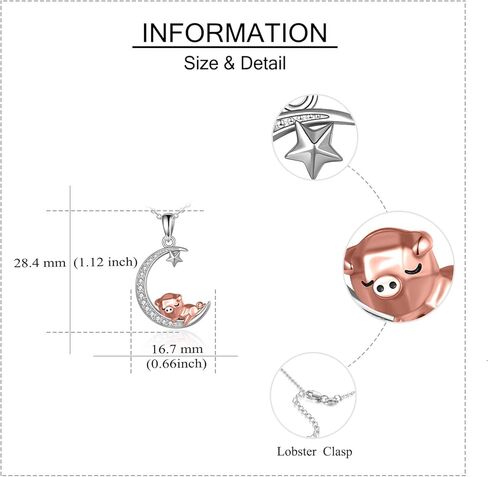 Pig Necklace S925 Sterling Silver Origami Pig Necklace for Women in Kuwait