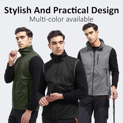 FREE SOLDIER Men's Lightweight Softshell Golf Vests Outerwear Windproof Sleeveless Jackets for Travel Hiking Running Fishing in Kuwait