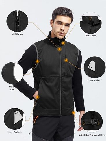 FREE SOLDIER Men's Lightweight Softshell Golf Vests Outerwear Windproof Sleeveless Jackets for Travel Hiking Running Fishing in Kuwait