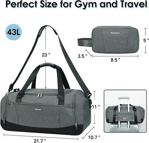 حقيبة سفر من القماش الخشن، حقيبة ظهر ليلية لعطلة نهاية الأسبوع مع حجرة للأحذية وحقيبة رياضية بجيب مبلل للرجال والنساء، أخضر عسكري in Kuwait