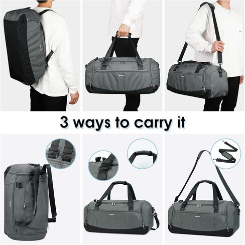 حقيبة سفر من القماش الخشن، حقيبة ظهر ليلية لعطلة نهاية الأسبوع مع حجرة للأحذية وحقيبة رياضية بجيب مبلل للرجال والنساء، أخضر عسكري in Kuwait