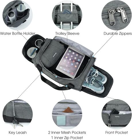 حقيبة سفر من القماش الخشن، حقيبة ظهر ليلية لعطلة نهاية الأسبوع مع حجرة للأحذية وحقيبة رياضية بجيب مبلل للرجال والنساء، أخضر عسكري in Kuwait