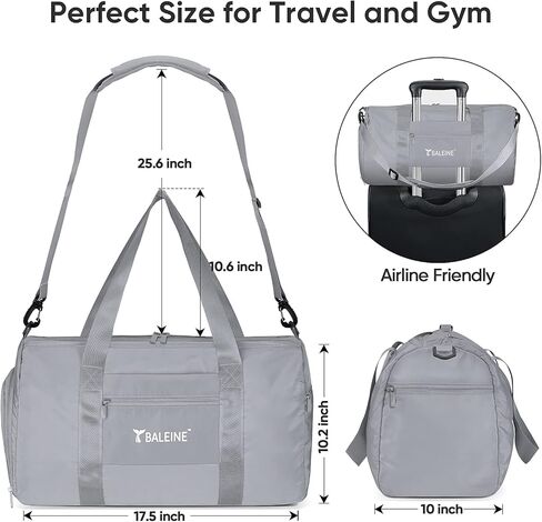 BALEINE Gym Duffel Bag for Women and Men, Small for Sports, Gyms and Weekend Getaway, Waterproof Dufflebag with Shoe and Wet Clothes Compartments, Lightweight Carryon Gymbag (Azure) in Kuwait