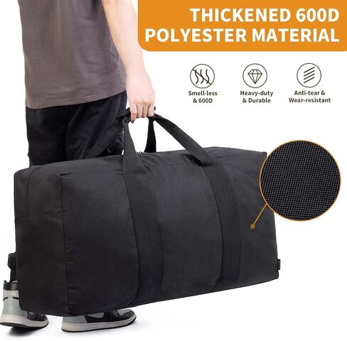 Vorspack Extra Large Duffle Bag for Travel - 100L Duffel Bag for Men Gear Bag for Storage Foldable Weekender Bag for Overnight Camping - Black in Saudi Arabia