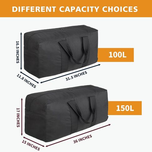Vorspack Extra Large Duffle Bag for Travel - 100L Duffel Bag for Men Gear Bag for Storage Foldable Weekender Bag for Overnight Camping - Black in Saudi Arabia