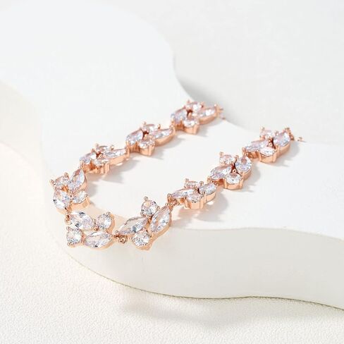 SWEETV Marquise Wedding Bracelet,Crystal Rhinestone Bridal Bracelets for Brides, Bridesmaids, Women, Rose Gold/Silver Tennis Bracelet for Wedding, Prom, Party, Jewelry Gifts in Kuwait