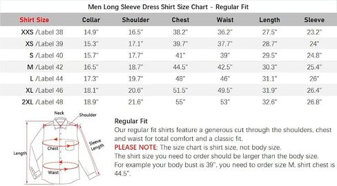 Long Sleeve Dress Shirts for Men - Regular-Fit Casual Button-Down Shirt with Pockets in Kuwait