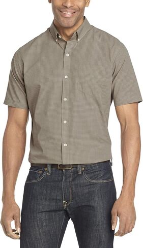 Van Heusen Men's Wrinkle Free Short Sleeve Button Down Check Shirt in Saudi Arabia