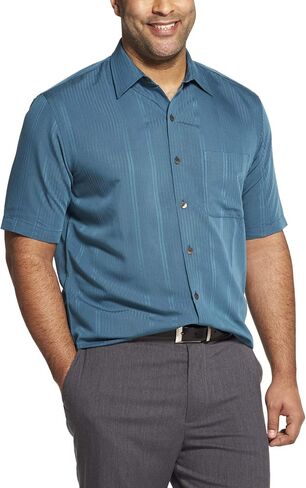 Van Heusen Men's Big and Tall Air Short Sleeve Button Down Poly Rayon Shirt (Discontinued) in Saudi Arabia
