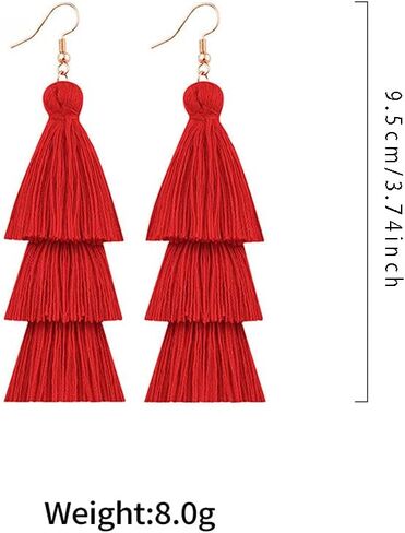 DIYANMMY 3 Tier Layered Colorful Tassel Earrings Bohemian Big Dangle Drop Fashion Jewelry Earrings for Women Teen Girls Valentine Birthday Party Gift. in Saudi Arabia