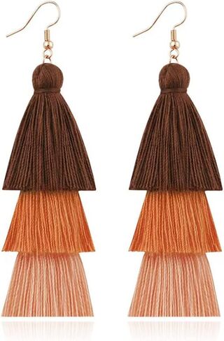 DIYANMMY 3 Tier Layered Colorful Tassel Earrings Bohemian Big Dangle Drop Fashion Jewelry Earrings for Women Teen Girls Valentine Birthday Party Gift. in Saudi Arabia