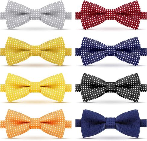 SATINIOR 8 Packs Toddler Bow Tie Adjustable Pre Tied Polka Dot Tie for Boys Kids Infants, 8 Colors in Saudi Arabia