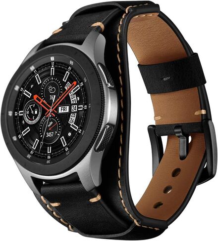 سوار ساعة من الجلد الطبيعي من Balerion Cuff، متوافق مع ساعة Samsung Galaxy Watch 3 45 ملم، وGalaxy Watch 46 ملم، وGear S3، وFossil Q Explorist، وساعة قياسية أخرى بعرض العروة 22 ملم in Kuwait