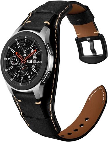 سوار ساعة من الجلد الطبيعي من Balerion Cuff، متوافق مع ساعة Samsung Galaxy Watch 3 45 ملم، وGalaxy Watch 46 ملم، وGear S3، وFossil Q Explorist، وساعة قياسية أخرى بعرض العروة 22 ملم in Kuwait