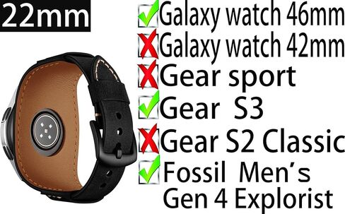 سوار ساعة من الجلد الطبيعي من Balerion Cuff، متوافق مع ساعة Samsung Galaxy Watch 3 45 ملم، وGalaxy Watch 46 ملم، وGear S3، وFossil Q Explorist، وساعة قياسية أخرى بعرض العروة 22 ملم in Kuwait