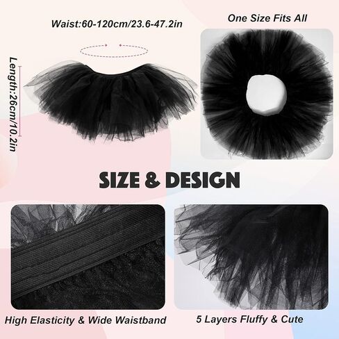 3 Pack Women Teens Adult Tutu Skirt, 5 Layers Puffy Classic Tulle Tutus Skirts for Women Ballet Run Party Halloween Costume in Kuwait