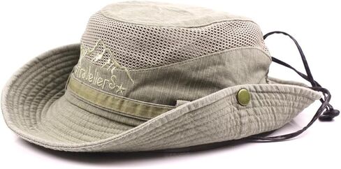 Sun Hat Men Cotton Embroidery Wide Brim Bucket Safari Boonie in Kuwait