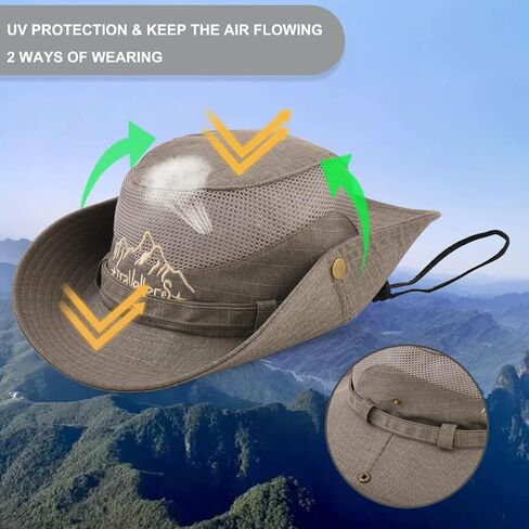 Sun Hat Men Cotton Embroidery Wide Brim Bucket Safari Boonie in Kuwait
